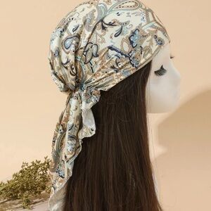 Women Fashion Accessories Graphic Print Hat Silk Bonnet Satin Bonnet